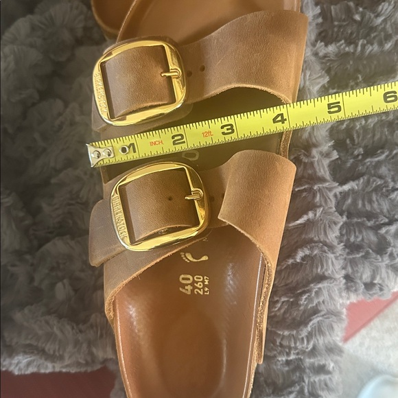 Birkenstock Brown Leather Arizona Sandals with Gold Buckles - Picture 11 of 11